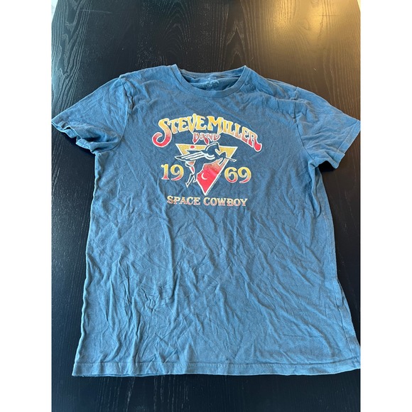 Wrangler Tops - Wrangler Steve Miller Band Space Cowboy 1969 Graphic Tee Blue Cotton Shirt L